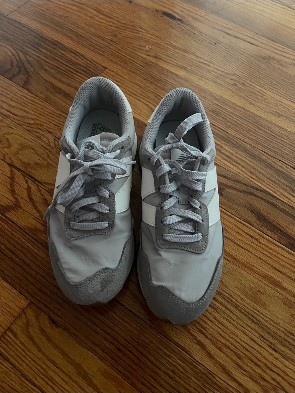 New Balance Light Gray and White Retro Runner Sneakers
